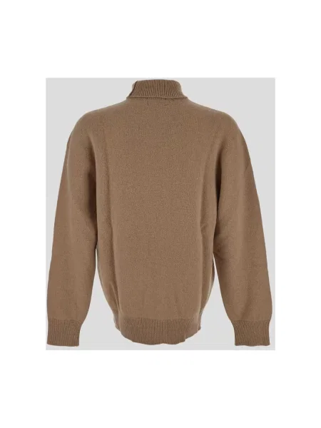 Sweter z golfem Laneus wełniany brązowy