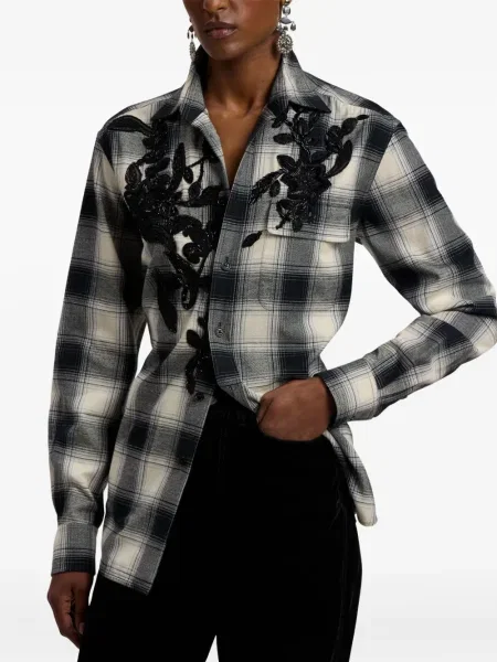 Карирана риза Ralph Lauren Collection бродирана черно