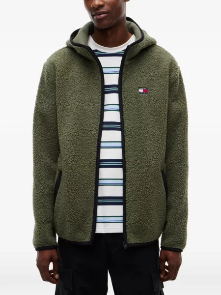 Geacă Tommy Hilfiger cu glugă cu autograf verde