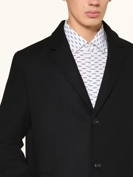 Hugo Vlněný Kabát Malte černá