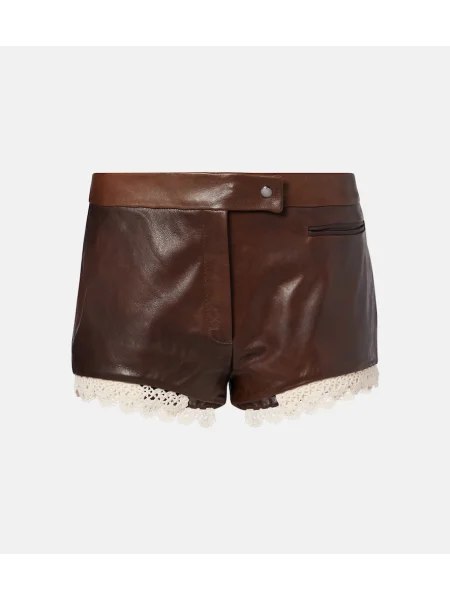Pantaloni scurți Magda Butrym din piele maro