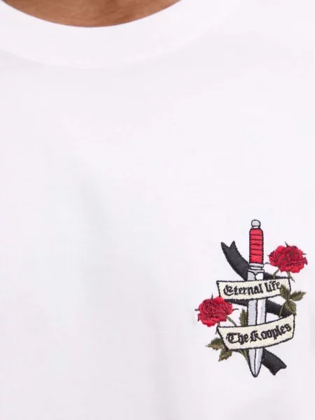 Тениска The Kooples бродирана бяло