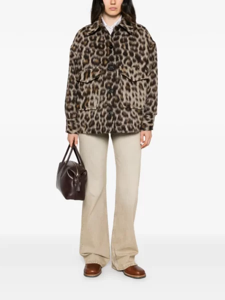 Geacă Alberto Biani de lână cu imagine cu model leopard