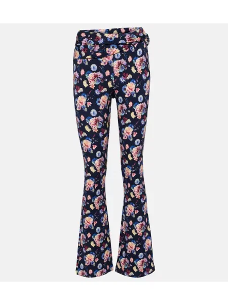 Pantaloni Rabanne cu talie înaltă cu model floral albastru
