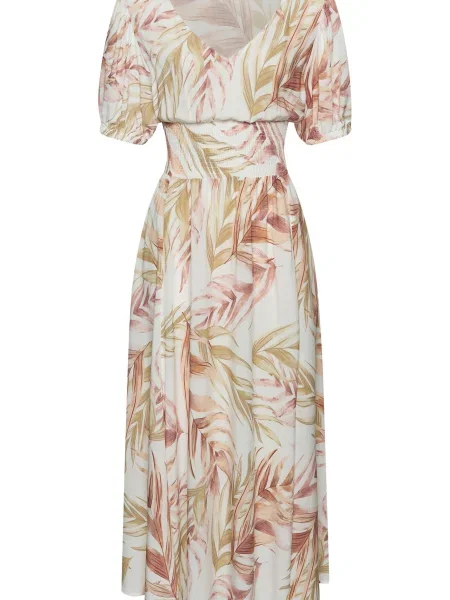 LASCANA Rochie ecru / amestecat maro