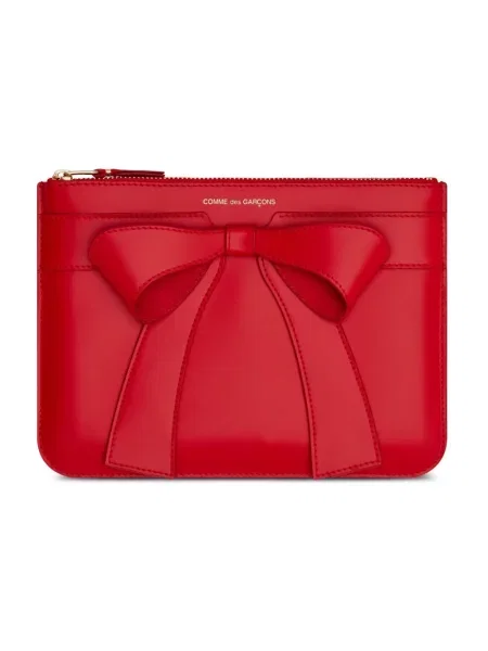 Torebka skórzana Comme Des Garcons z kokardką skórzana czerwona