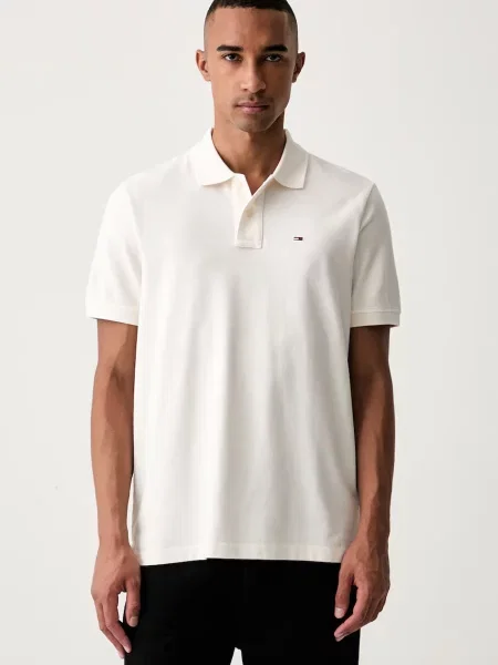 Tricou polo Tommy Jeans bej