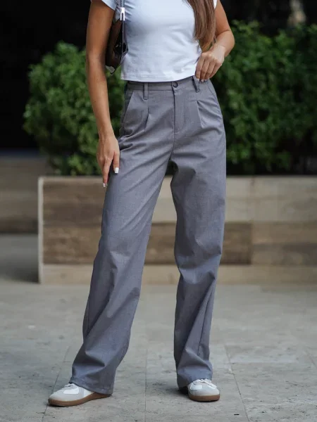 Штани палаццо TeamV віскоза/поліестер сірий