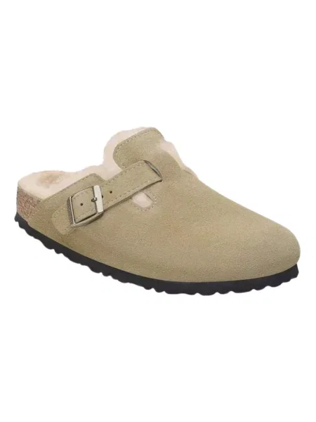 Klapki Birkenstock wełniane beżowe