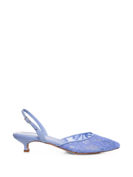 Pantofi cu toc Ginissima din dantelă slingback albastru