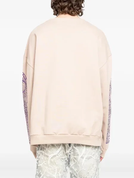 Hanorac crewneck Who Decides War cu broderie roz
