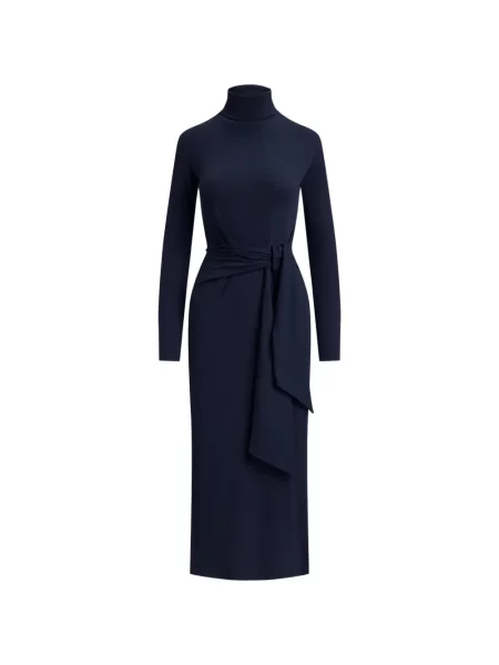 Rochie midi Lauren Ralph Lauren cu legături albastru