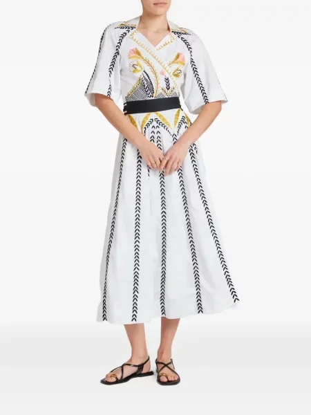 Sukienka kopertowa Temperley London w kwiatki z nadrukiem kopertowa biała