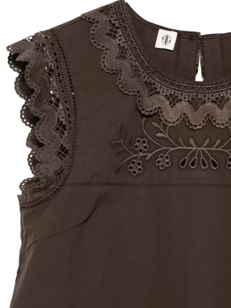 Φλοράλ τοπ The Garment με δαντέλα καφέ