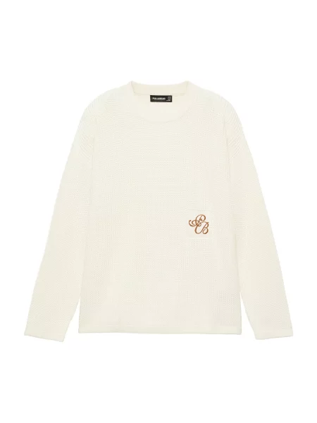 Pull&Bear Pulover lână alb