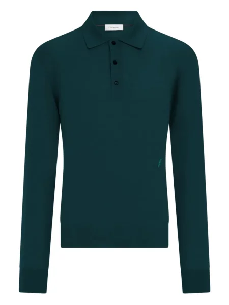 Polo Ferragamo de lână cu mâneci lungi verde
