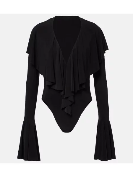 Body Norma Kamali cu volane negru