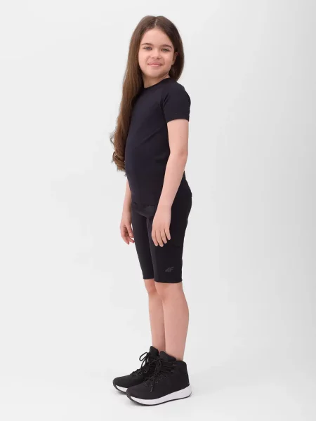 4F Legginsy krótkie dziewczęce czarne