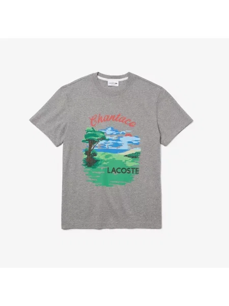 Футболка Lacoste.com с круглым вырезом серая
