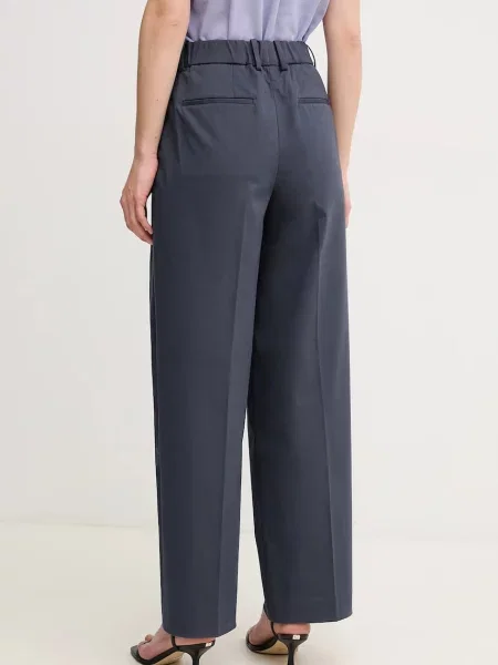 Kalhoty Calvin Klein tmavomodrá jednoduché high waist