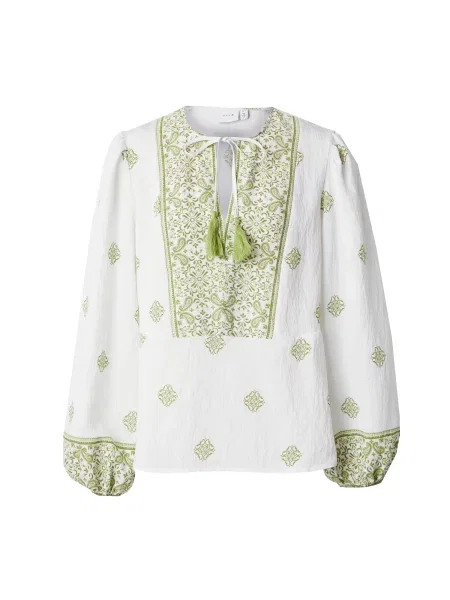 VILA Bluză VISAHA verde deschis alb