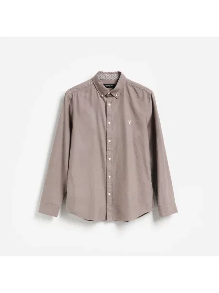Reserved Košile slim fit s vysokým podílem bavlny béžová