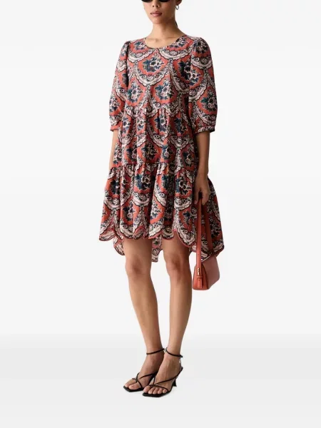 Rochie mini Farm Rio cu model floral cu imagine portocaliu