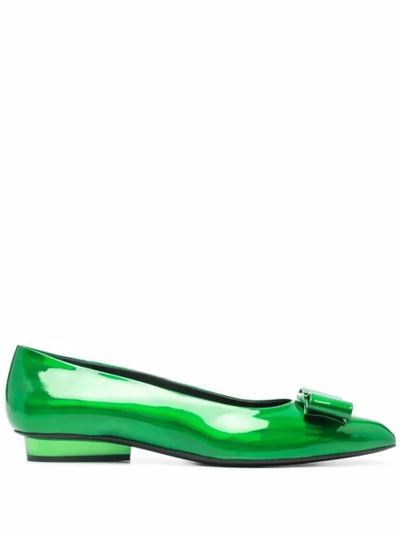 Balerini Ferragamo cu funde verde
