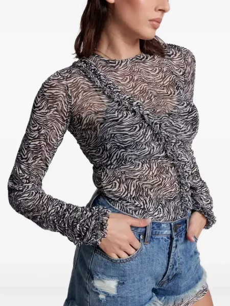 Bluză One Teaspoon cu model zebră alb