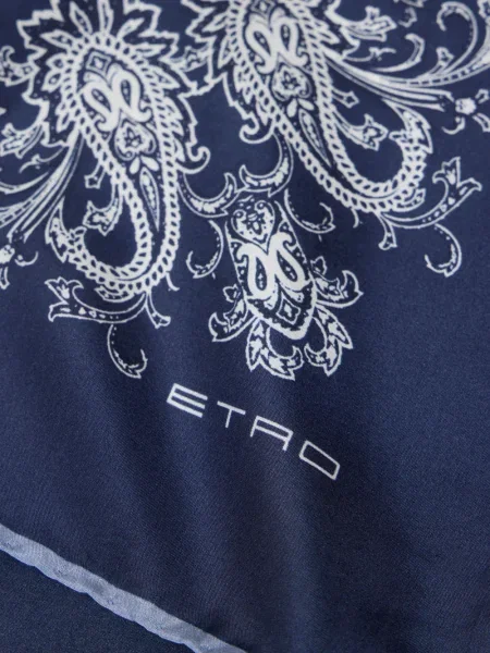 Fular Etro cu model paisley albastru