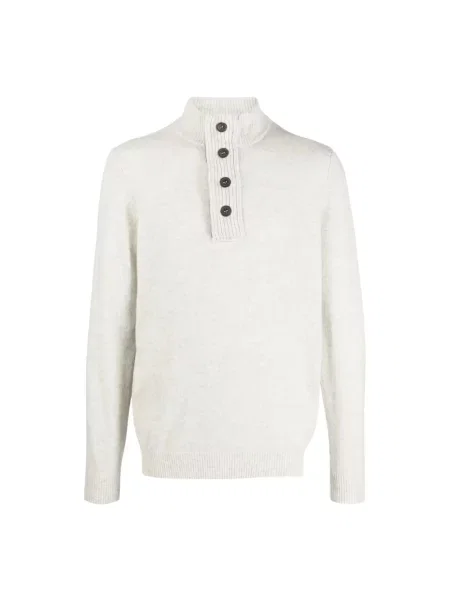 Sweter Barbour wełniany z łatami beżowy