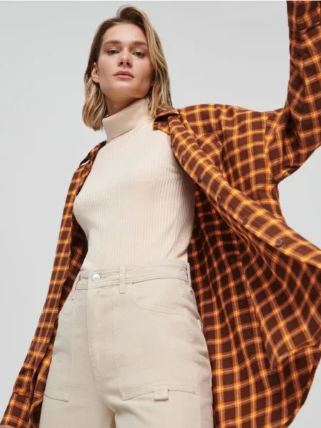 Картата сорочка oversize різнобарвний