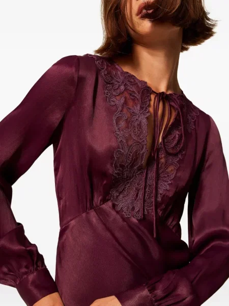 Rochie Twinset din satin de costum roșu