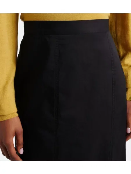 Fustă midi Plan C cu volane din poplin negru