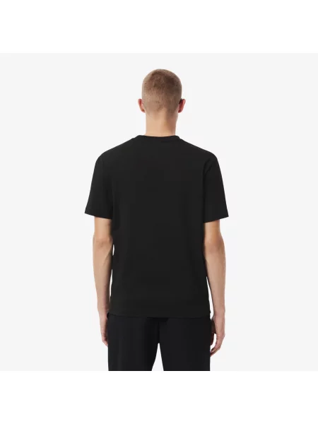 Lacoste Kolorowa Koszulka Z Dżerseju czarny