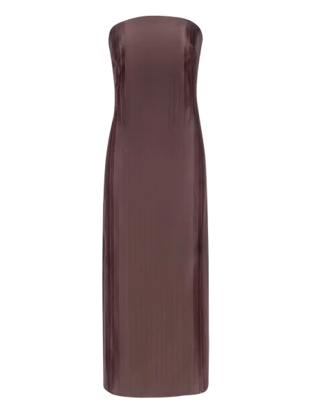 Rochie midi Loulou De Saison cu dungi până la genunchi de costum maro