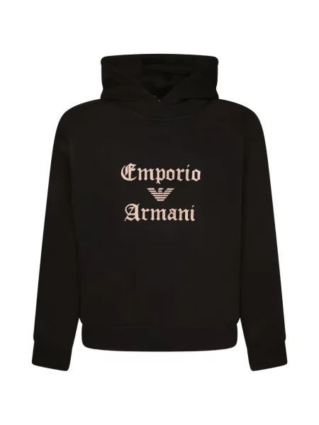 Hanorac cu glugă Emporio Armani cu imagine negru
