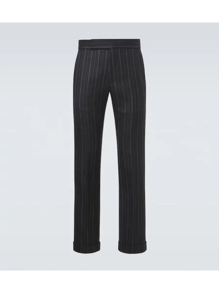 Pantaloni Tom Ford de lână cu dungi negru