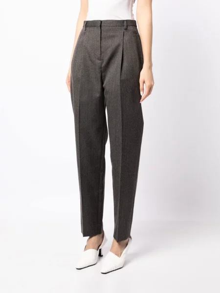 Zúžené kalhoty Tory Burch šedé