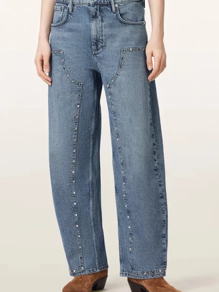 AllSaints blugi barrel pentru femei SADIE STUD JEAN albastru