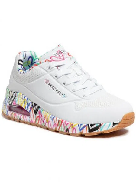 Sneakers Skechers Uno Loving Love alb