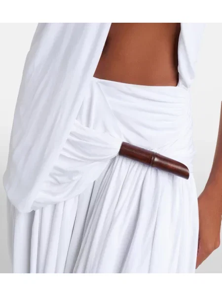 Rochie midi Christopher Esber din jerseu asimetrică drapată alb