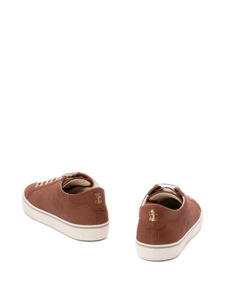 Δερμάτινα sneakers Brunello Cucinelli με κορδόνια καφέ