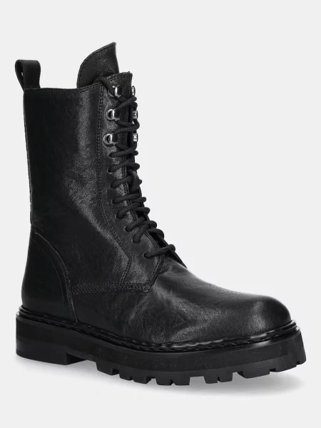 Usnjeni nizki škornji Patrizia Pepe črna