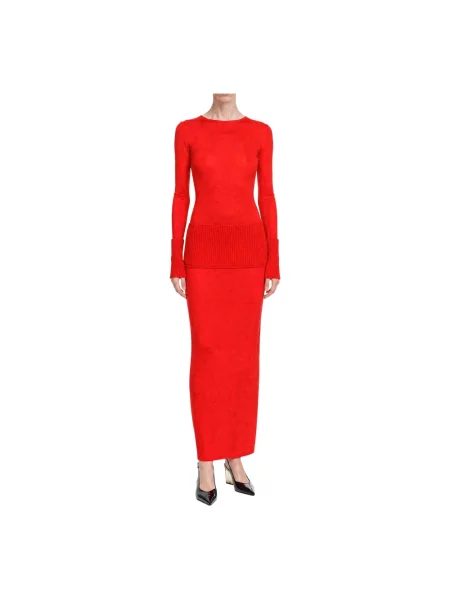 Sukienka Alaïa z wełny merino czerwona