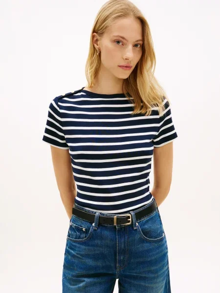 TOMMY HILFIGER Tricou bleumarin alb
