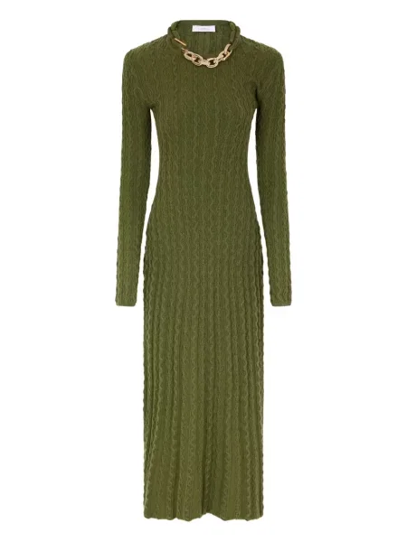 Rochie maxi Rabanne de lână de costum verde