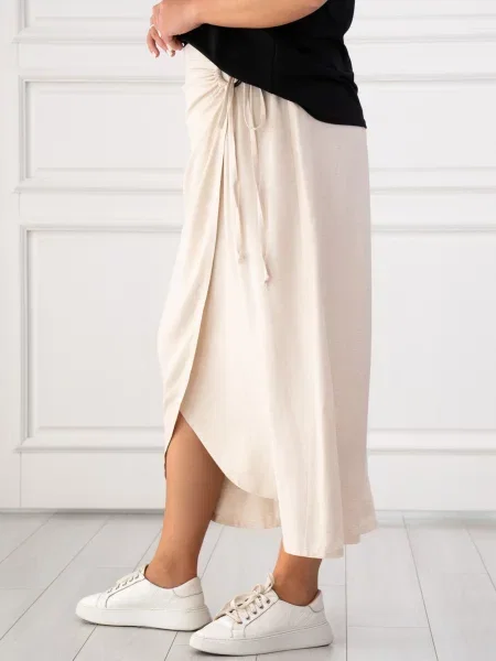 Спідниця міді RiMari віскоза/модал бежевий