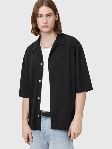 Košile AllSaints RIALTO relaxed černá