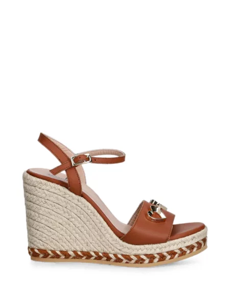 Espadrile Love Moschino cu pană cu motiv cu inimi maro